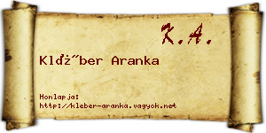 Kléber Aranka névjegykártya
